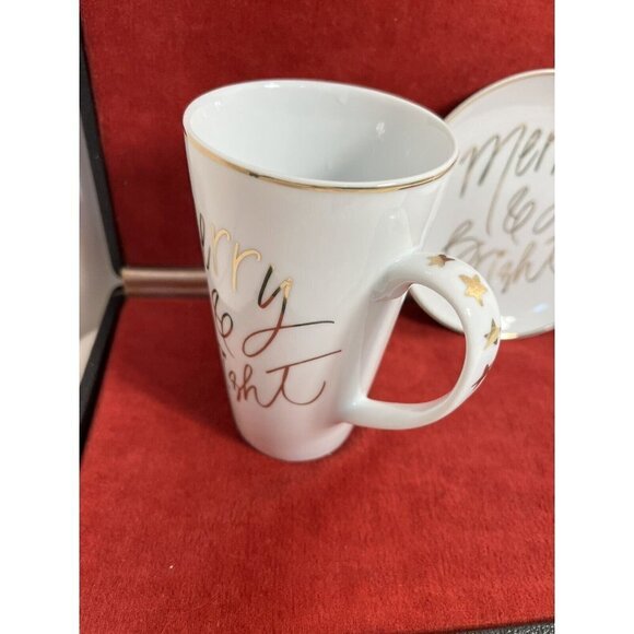 Prima Design Merry & Bright White Gold Coffee Mug and plate - Picture 5 of 10